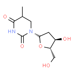 ChemSpider 2D Image | 1-(2-Deoxy-alpha-L-erythro-pentofuranosyl)-5-methyldihydro-2,4(1H,3H)-pyrimidinedione | C10H16N2O5