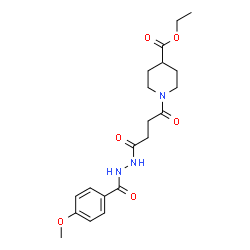 ChemSpider 2D Image | Ethyl 1-{4-[2-(4-methoxybenzoyl)hydrazino]-4-oxobutanoyl}-4-piperidinecarboxylate | C20H27N3O6