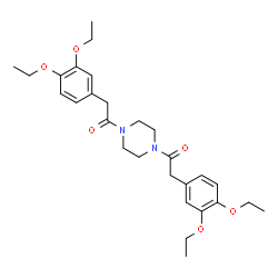 ChemSpider 2D Image | 1,1'-(1,4-Piperazinediyl)bis[2-(3,4-diethoxyphenyl)ethanone] | C28H38N2O6
