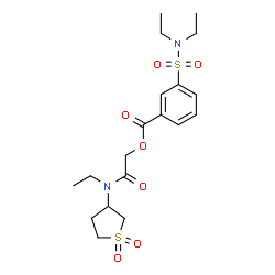 ChemSpider 2D Image | 2-[(1,1-Dioxidotetrahydro-3-thiophenyl)(ethyl)amino]-2-oxoethyl 3-(diethylsulfamoyl)benzoate | C19H28N2O7S2