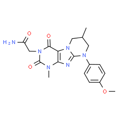 ChemSpider 2D Image | 2-[9-(4-Methoxyphenyl)-1,7-dimethyl-2,4-dioxo-1,4,6,7,8,9-hexahydropyrimido[2,1-f]purin-3(2H)-yl]acetamide | C19H22N6O4