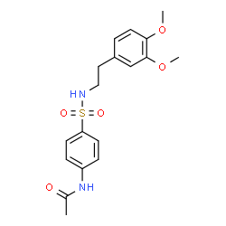ChemSpider 2D Image | N-(4-{[2-(3,4-Dimethoxyphenyl)ethyl]sulfamoyl}phenyl)acetamide | C18H22N2O5S