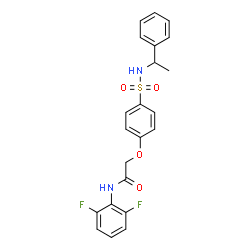 ChemSpider 2D Image | N-(2,6-Difluorophenyl)-2-{4-[(1-phenylethyl)sulfamoyl]phenoxy}acetamide | C22H20F2N2O4S