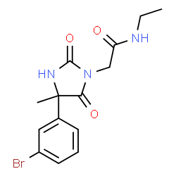 ChemSpider 2D Image | 2-[4-(3-Bromophenyl)-4-methyl-2,5-dioxo-1-imidazolidinyl]-N-ethylacetamide | C14H16BrN3O3
