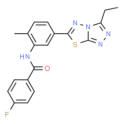ChemSpider 2D Image | N-[5-(3-Ethyl[1,2,4]triazolo[3,4-b][1,3,4]thiadiazol-6-yl)-2-methylphenyl]-4-fluorobenzamide | C19H16FN5OS