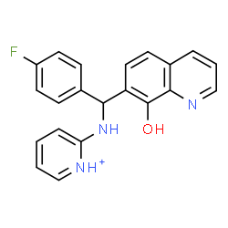 ChemSpider 2D Image | 2-{[(4-Fluorophenyl)(8-hydroxy-7-quinolinyl)methyl]amino}pyridinium | C21H17FN3O