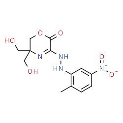 ChemSpider 2D Image | 5,5-Bis(hydroxymethyl)-3-[2-(2-methyl-5-nitrophenyl)hydrazino]-5,6-dihydro-2H-1,4-oxazin-2-one | C13H16N4O6