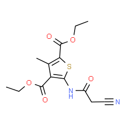 ChemSpider 2D Image | Diethyl 5-[(cyanoacetyl)amino]-3-methyl-2,4-thiophenedicarboxylate | C14H16N2O5S