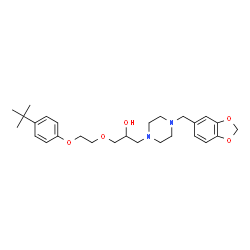 ChemSpider 2D Image | 1-[4-(1,3-Benzodioxol-5-ylmethyl)-1-piperazinyl]-3-{2-[4-(2-methyl-2-propanyl)phenoxy]ethoxy}-2-propanol | C27H38N2O5