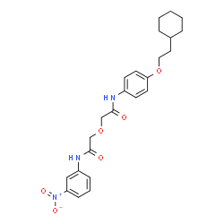 ChemSpider 2D Image | 2-(2-{[4-(2-Cyclohexylethoxy)phenyl]amino}-2-oxoethoxy)-N-(3-nitrophenyl)acetamide | C24H29N3O6