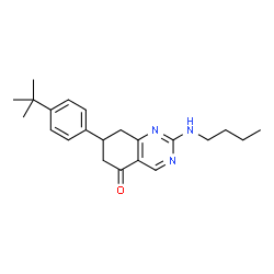 ChemSpider 2D Image | 2-(Butylamino)-7-[4-(2-methyl-2-propanyl)phenyl]-7,8-dihydro-5(6H)-quinazolinone | C22H29N3O