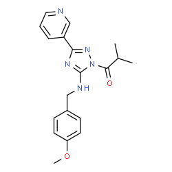 ChemSpider 2D Image | 1-{5-[(4-Methoxybenzyl)amino]-3-(3-pyridinyl)-1H-1,2,4-triazol-1-yl}-2-methyl-1-propanone | C19H21N5O2