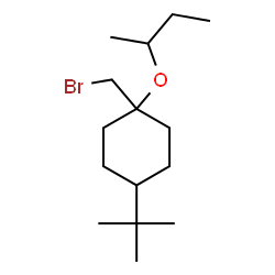 ChemSpider 2D Image | 1-(Bromomethyl)-1-sec-butoxy-4-(2-methyl-2-propanyl)cyclohexane | C15H29BrO