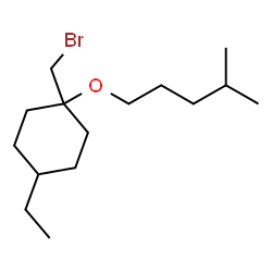 ChemSpider 2D Image | 1-(Bromomethyl)-4-ethyl-1-[(4-methylpentyl)oxy]cyclohexane | C15H29BrO