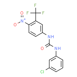 ChemSpider 2D Image | 1-(3-Chlorophenyl)-3-[4-nitro-3-(trifluoromethyl)phenyl]urea | C14H9ClF3N3O3