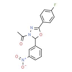 ChemSpider 2D Image | 1-[5-(4-Fluoro-phenyl)-2-(3-nitro-phenyl)-1,3,4-oxadiazol-3-yl]-ethanone | C16H12FN3O4