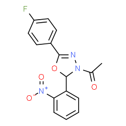 ChemSpider 2D Image | 1-[5-(4-Fluoro-phenyl)-2-(2-nitro-phenyl)-1,3,4-oxadiazol-3-yl]-ethanone | C16H12FN3O4