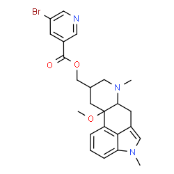 ChemSpider 2D Image | (10-Methoxy-1,6-dimethylergolin-8-yl)methyl 5-bromonicotinate | C24H26BrN3O3