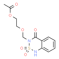 ChemSpider 2D Image | 3-[(2-Acetoxyethoxy)methyl]-2,1,3-benzothiadiazin-4(1H)-one 2,2-dioxide | C12H14N2O6S