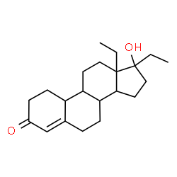 ChemSpider 2D Image | 13,17-Diethyl-17-hydroxy-1,2,6,7,8,9,10,11,12,13,14,15,16,17-tetradecahydro-3H-cyclopenta[a]phenanthren-3-one | C21H32O2