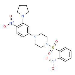 ChemSpider 2D Image | 1-[(2-Nitrophenyl)sulfonyl]-4-[4-nitro-3-(1-pyrrolidinyl)phenyl]piperazine | C20H23N5O6S