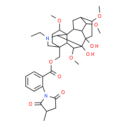 ChemSpider 2D Image | (20-Ethyl-7,8-dihydroxy-1,6,14,16-tetramethoxyaconitan-4-yl)methyl 2-(3-methyl-2,5-dioxo-1-pyrrolidinyl)benzoate | C37H50N2O10