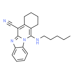 ChemSpider 2D Image | 11-(Pentylamino)-7,8,9,10-tetrahydrobenzimidazo[1,2-b]isoquinoline-6-carbonitrile | C21H24N4