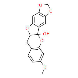 ChemSpider 2D Image | 7-Methoxy-10,10a-dihydro-4bH-[1,3]dioxolo[5,6][1]benzofuro[3,2-b]chromen-4b-ol | C17H14O6