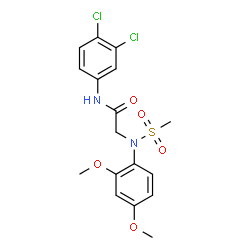 ChemSpider 2D Image | N-(3,4-Dichlorophenyl)-N~2~-(2,4-dimethoxyphenyl)-N~2~-(methylsulfonyl)glycinamide | C17H18Cl2N2O5S