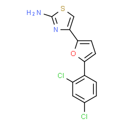 ChemSpider 2D Image | 4-[5-(2,4-Dichlorophenyl)-2-furyl]-1,3-thiazol-2-amine | C13H8Cl2N2OS