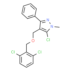 ChemSpider 2D Image | 5-Chloro-4-{[(2,6-dichlorobenzyl)oxy]methyl}-1-methyl-3-phenyl-1H-pyrazole | C18H15Cl3N2O