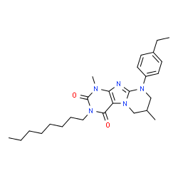 ChemSpider 2D Image | 9-(4-Ethylphenyl)-1,7-dimethyl-3-octyl-6,7,8,9-tetrahydropyrimido[2,1-f]purine-2,4(1H,3H)-dione | C26H37N5O2