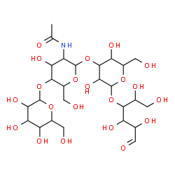 ChemSpider 2D Image | Hexopyranosyl-(1->4)-2-acetamido-2-deoxyhexopyranosyl-(1->3)hexopyranosyl-(1->4)hexose | C26H45NO21