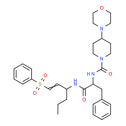 ChemSpider 2D Image | Nalpha-{[4-(4-Morpholinyl)-1-piperidinyl]carbonyl}-N-[1-(phenylsulfonyl)-1-hexen-3-yl]phenylalaninamide | C31H42N4O5S