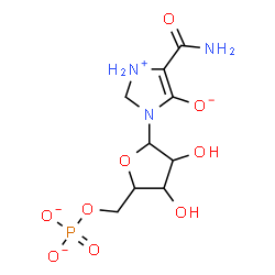 ChemSpider 2D Image | 5-Carbamoyl-3-(5-O-phosphonatopentofuranosyl)-2,3-dihydro-1H-imidazol-1-ium-4-olate | C9H14N3O9P