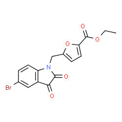 ChemSpider 2D Image | Ethyl 5-[(5-bromo-2,3-dioxo-2,3-dihydro-1H-indol-1-yl)methyl]-2-furoate | C16H12BrNO5
