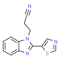 ChemSpider 2D Image | 3-[2-(1,3-Thiazol-5-yl)-1H-benzimidazol-1-yl]propanenitrile | C13H10N4S