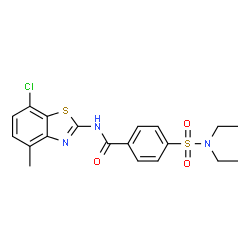 ChemSpider 2D Image | N-(7-Chloro-4-methyl-1,3-benzothiazol-2-yl)-4-(diethylsulfamoyl)benzamide | C19H20ClN3O3S2