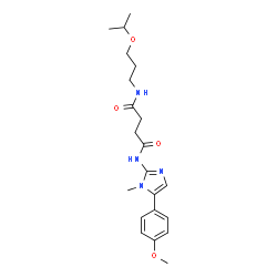 ChemSpider 2D Image | N-(3-Isopropoxypropyl)-N'-[5-(4-methoxyphenyl)-1-methyl-1H-imidazol-2-yl]succinamide | C21H30N4O4