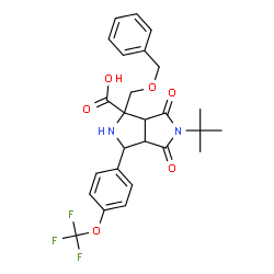 ChemSpider 2D Image | 1-[(Benzyloxy)methyl]-5-(2-methyl-2-propanyl)-4,6-dioxo-3-[4-(trifluoromethoxy)phenyl]octahydropyrrolo[3,4-c]pyrrole-1-carboxylic acid | C26H27F3N2O6