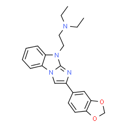 ChemSpider 2D Image | 2-[2-(1,3-Benzodioxol-5-yl)-9H-imidazo[1,2-a]benzimidazol-9-yl]-N,N-diethylethanamine | C22H24N4O2