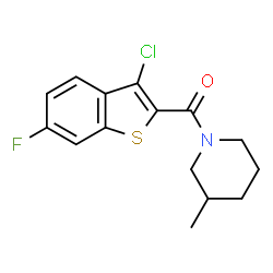 ChemSpider 2D Image | (3-Chloro-6-fluoro-1-benzothiophen-2-yl)(3-methyl-1-piperidinyl)methanone | C15H15ClFNOS