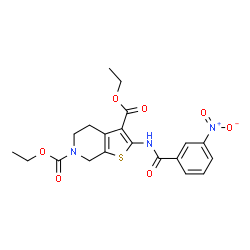ChemSpider 2D Image | Diethyl 2-[(3-nitrobenzoyl)amino]-4,7-dihydrothieno[2,3-c]pyridine-3,6(5H)-dicarboxylate | C20H21N3O7S