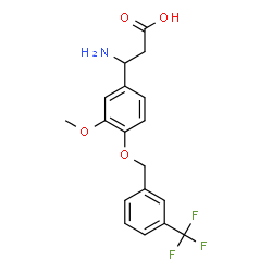 ChemSpider 2D Image | 3-Amino-3-(3-methoxy-4-{[3-(trifluoromethyl)benzyl]oxy}phenyl)propanoic acid | C18H18F3NO4