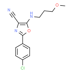 ChemSpider 2D Image | 2-(4-Chlorophenyl)-5-[(3-methoxypropyl)amino]-1,3-oxazole-4-carbonitrile | C14H14ClN3O2