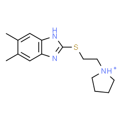ChemSpider 2D Image | 1-{2-[(5,6-Dimethyl-1H-benzimidazol-2-yl)sulfanyl]ethyl}pyrrolidinium | C15H22N3S