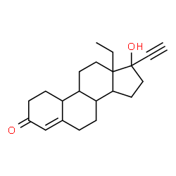 ChemSpider 2D Image | 13-Ethyl-17-ethynyl-17-hydroxy-1,2,6,7,8,9,10,11,12,13,14,15,16,17-tetradecahydro-3H-cyclopenta[a]phenanthren-3-one | C21H28O2
