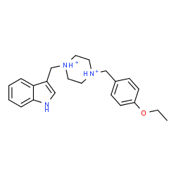 ChemSpider 2D Image | 1-(4-Ethoxybenzyl)-4-(1H-indol-3-ylmethyl)piperazinediium | C22H29N3O
