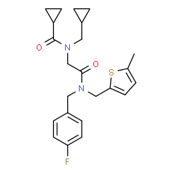 ChemSpider 2D Image | N-(Cyclopropylmethyl)-N-(2-{(4-fluorobenzyl)[(5-methyl-2-thienyl)methyl]amino}-2-oxoethyl)cyclopropanecarboxamide | C23H27FN2O2S