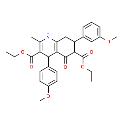 ChemSpider 2D Image | Diethyl 7-(3-methoxyphenyl)-4-(4-methoxyphenyl)-2-methyl-5-oxo-1,4,5,6,7,8-hexahydro-3,6-quinolinedicarboxylate | C30H33NO7